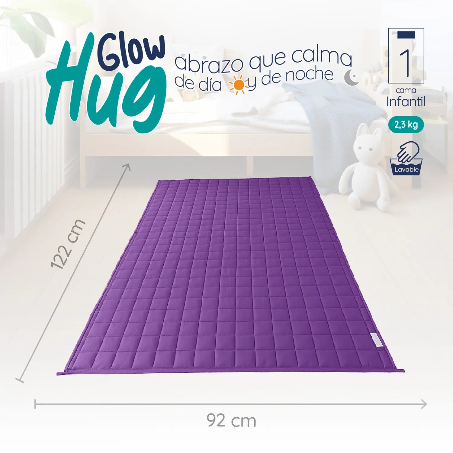 Manta De Gravedad niños Violeta 2,3 kg 122x92 cm Trastorno Sueño