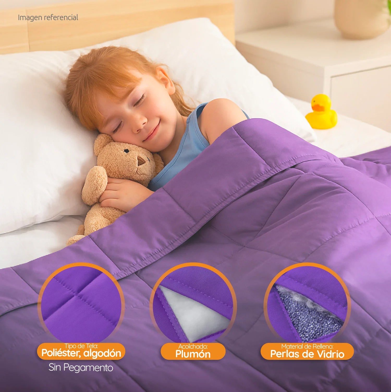 Manta De Gravedad niños Violeta 2,3 kg 122x92 cm Trastorno Sueño