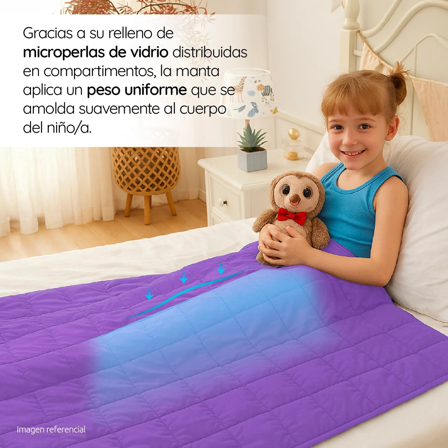 Manta De Gravedad niños Violeta 2,3 kg 122x92 cm Trastorno Sueño