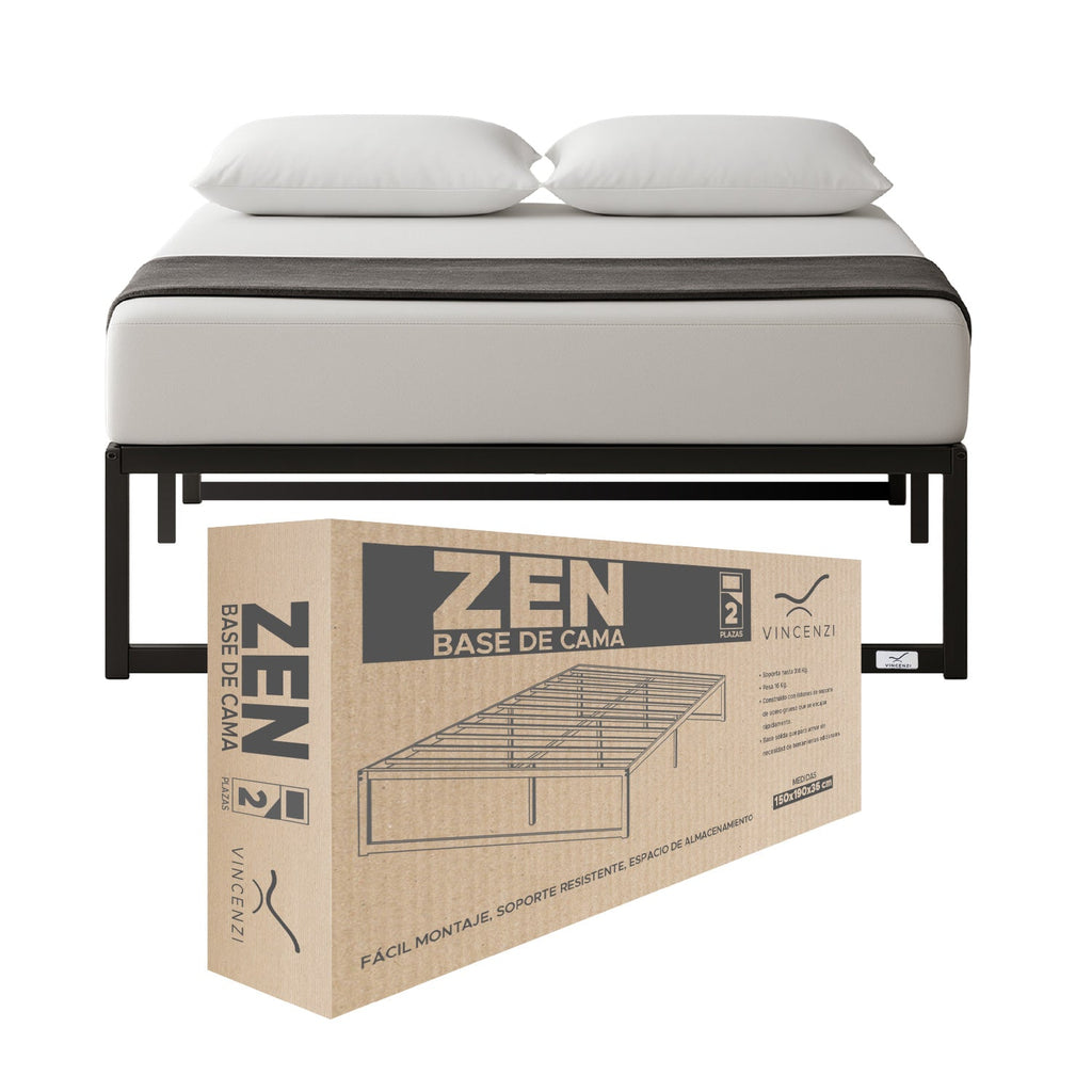 Base para cama Europea Acero Negro 150X190 cm 2 Pza Vincenzi