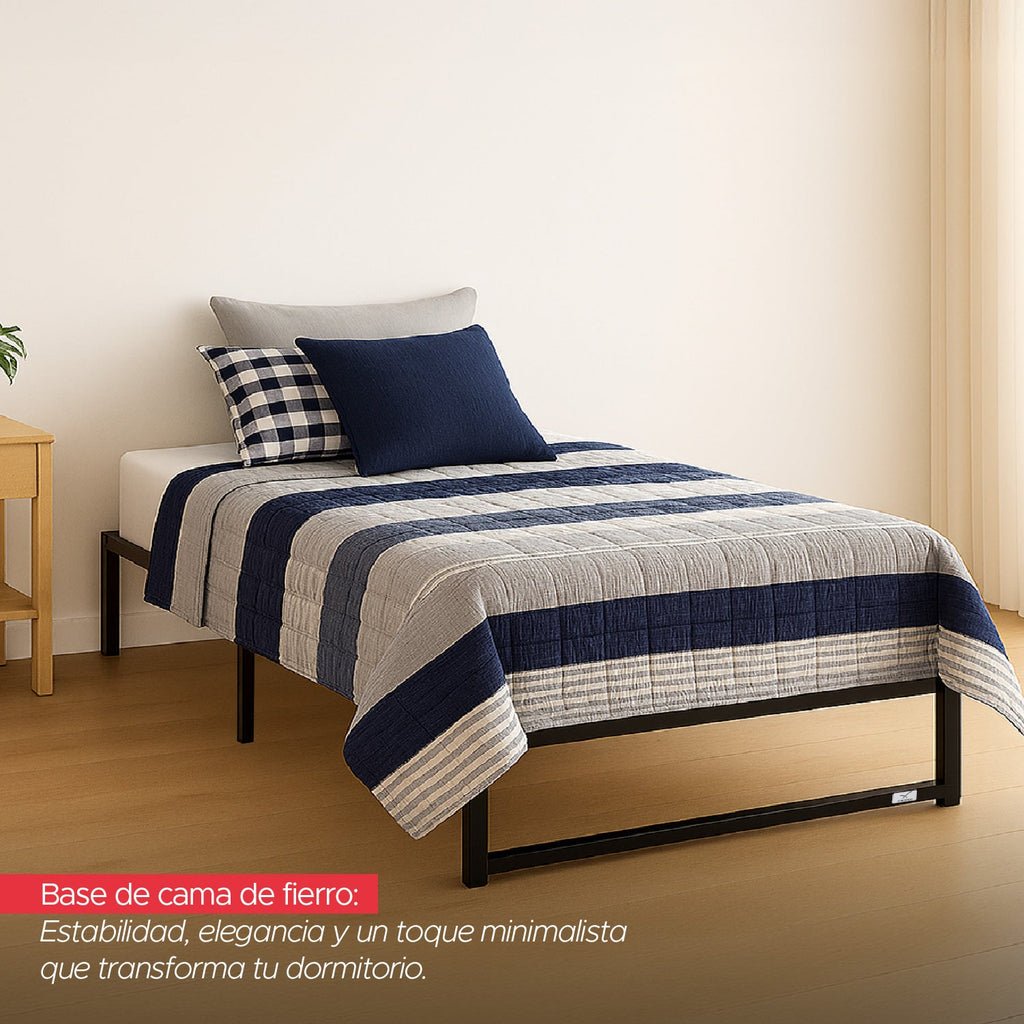 Base para cama Europea Acero Negro 105X190 cm 1,5 Pza Vincenzi