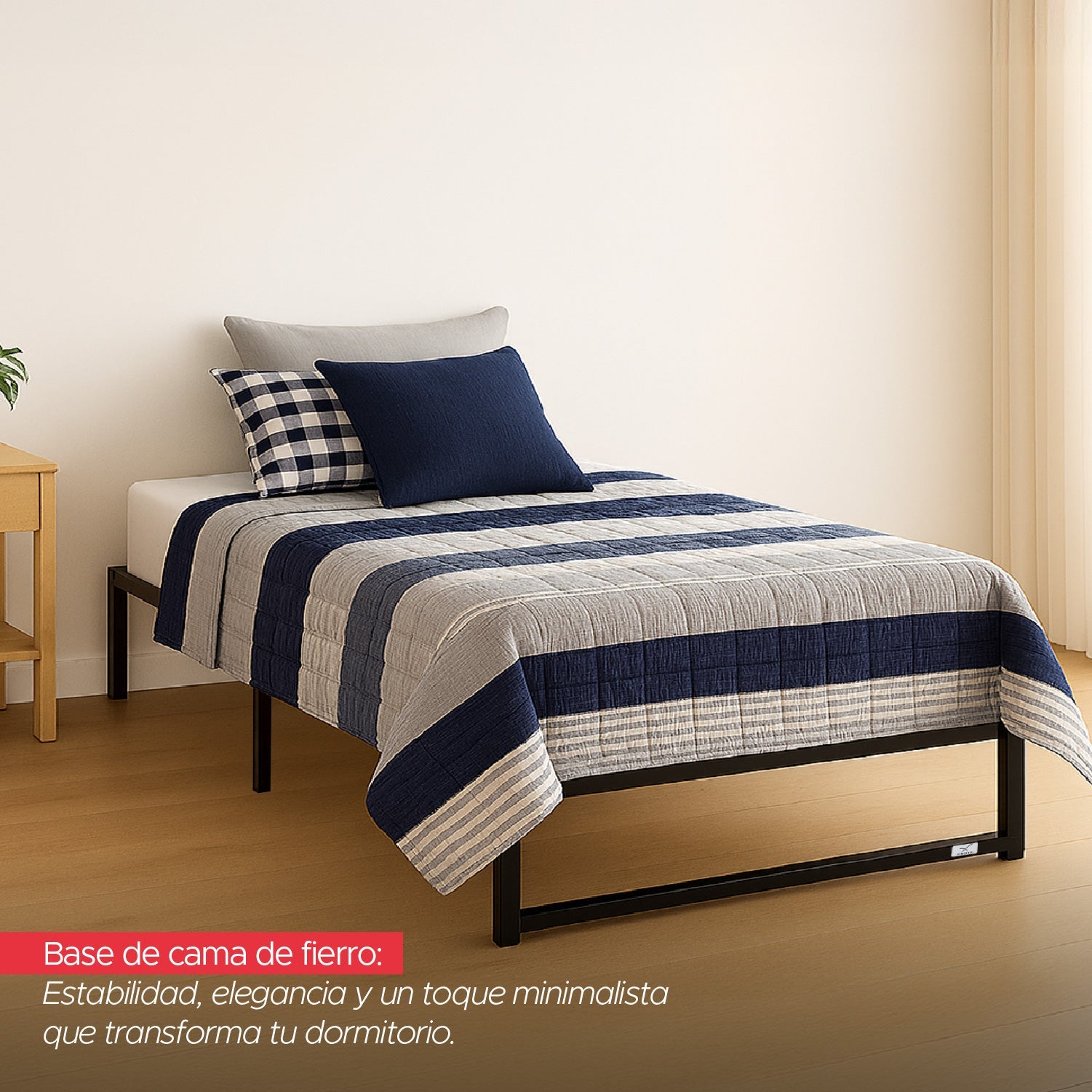 Base para cama Europea Acero Negro 105X190 cm 1,5 Pza Vincenzi