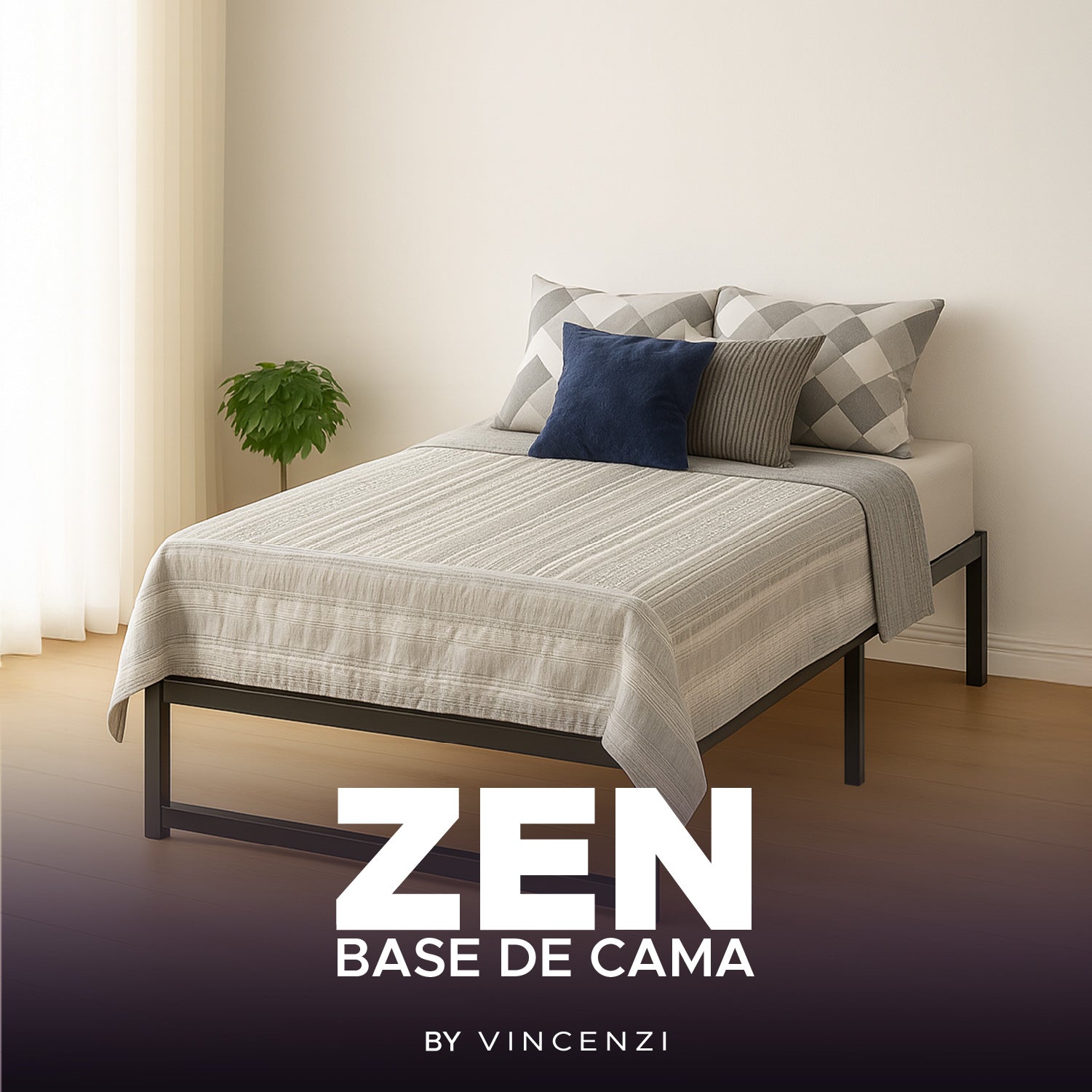 Base para cama Europea Acero Negro 105X190 cm 1,5 Pza Vincenzi