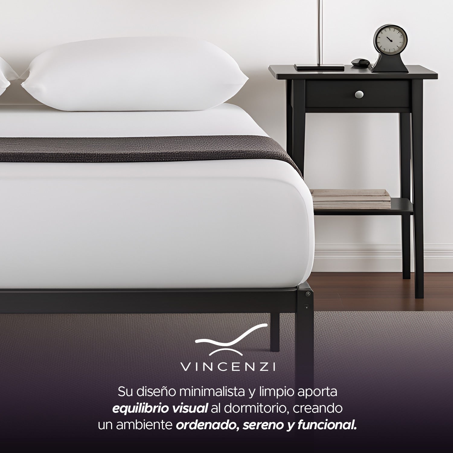 Base para cama Europea Acero Negro 105X190 cm 1,5 Pza Vincenzi