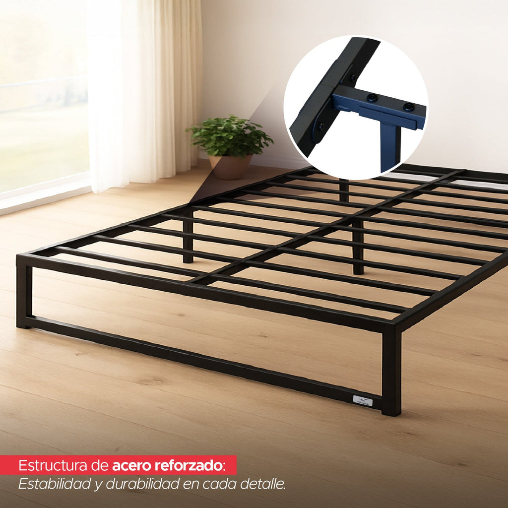 Base para cama Europea Acero Negro 180x200 cm King Vincenzi