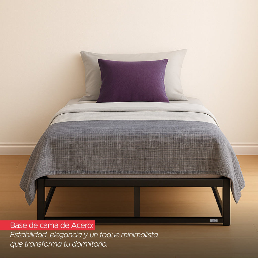 Base para cama Europea Acero y Madera 105x190 cm 1,5 pza Vincenzi