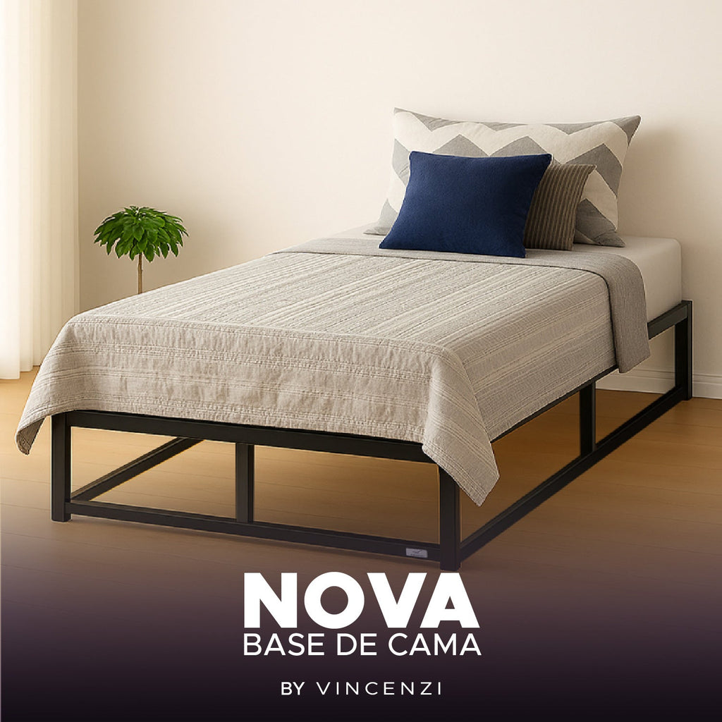 Base para cama Europea Acero y Madera 105x190 cm 1,5 pza Vincenzi