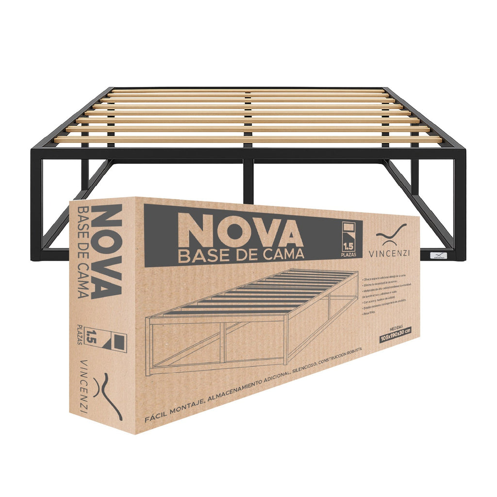Base para cama Europea Acero y Madera 105x190 cm 1,5 pza Vincenzi
