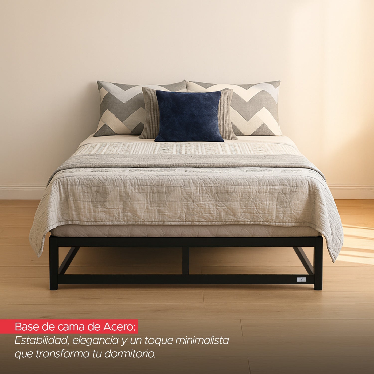 Base para cama Europea Acero y Madera 150x190 cm 2 pza Vincenzi