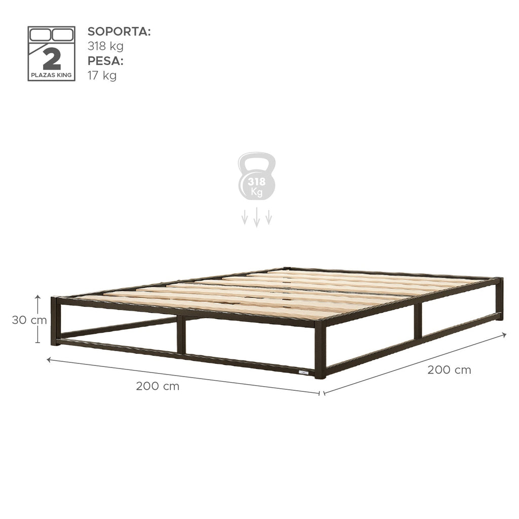 Base para cama Europea Acero y Madera 200X200 cm King Vincenzi