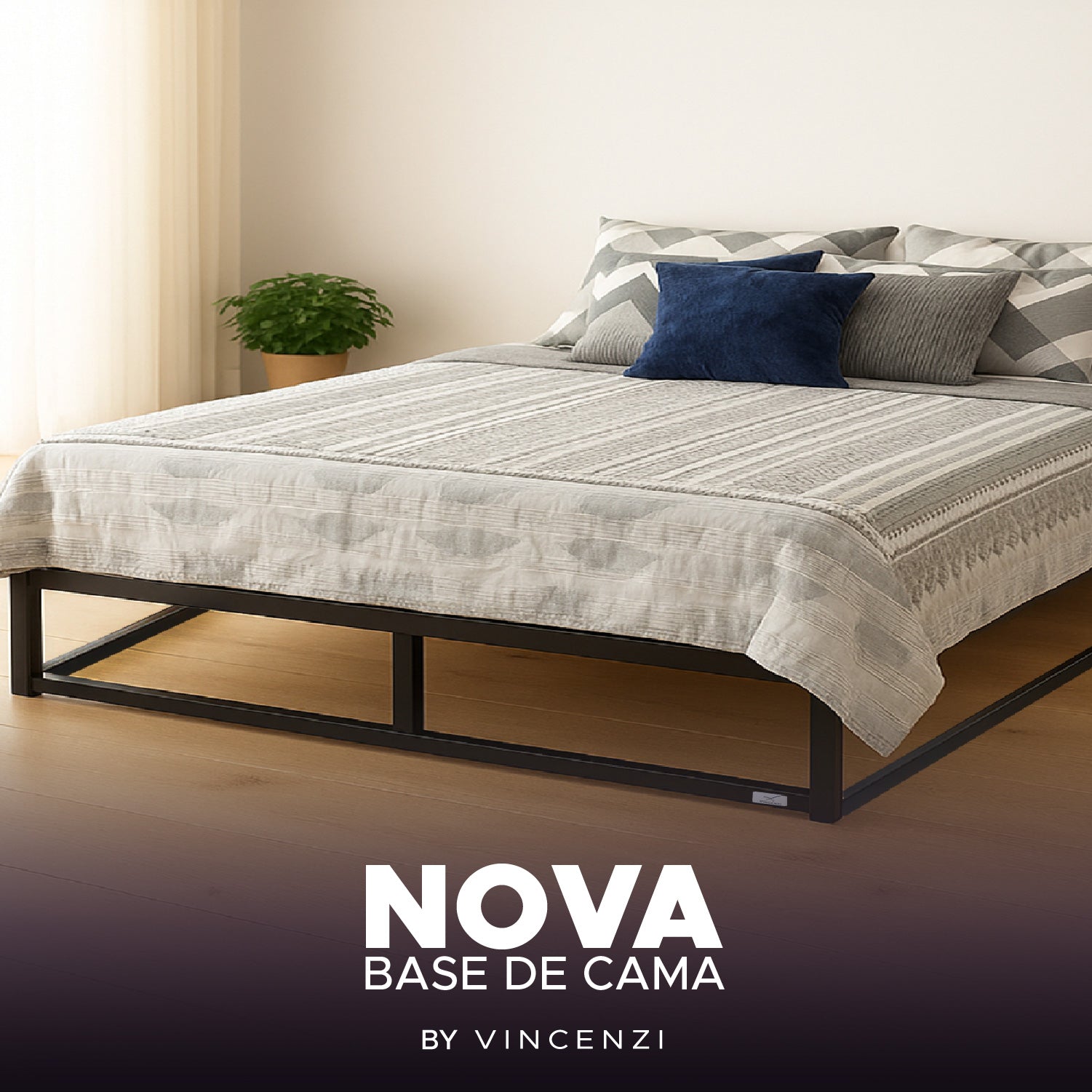 Base para cama Europea Acero y Madera 200X200 cm King Vincenzi