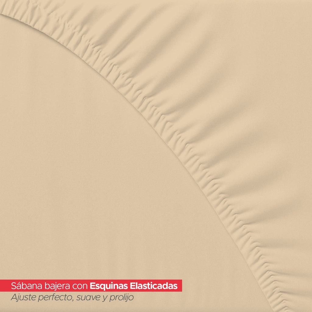 Juego De Sábanas 1800 Hilos 1,5 Plazas Beige Ultra Suave Vincenzi