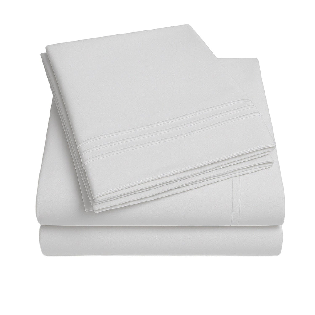 Juego De Sábanas Blanco 1800 Hilos Ultra Suave 2 Plazas Vincenzi