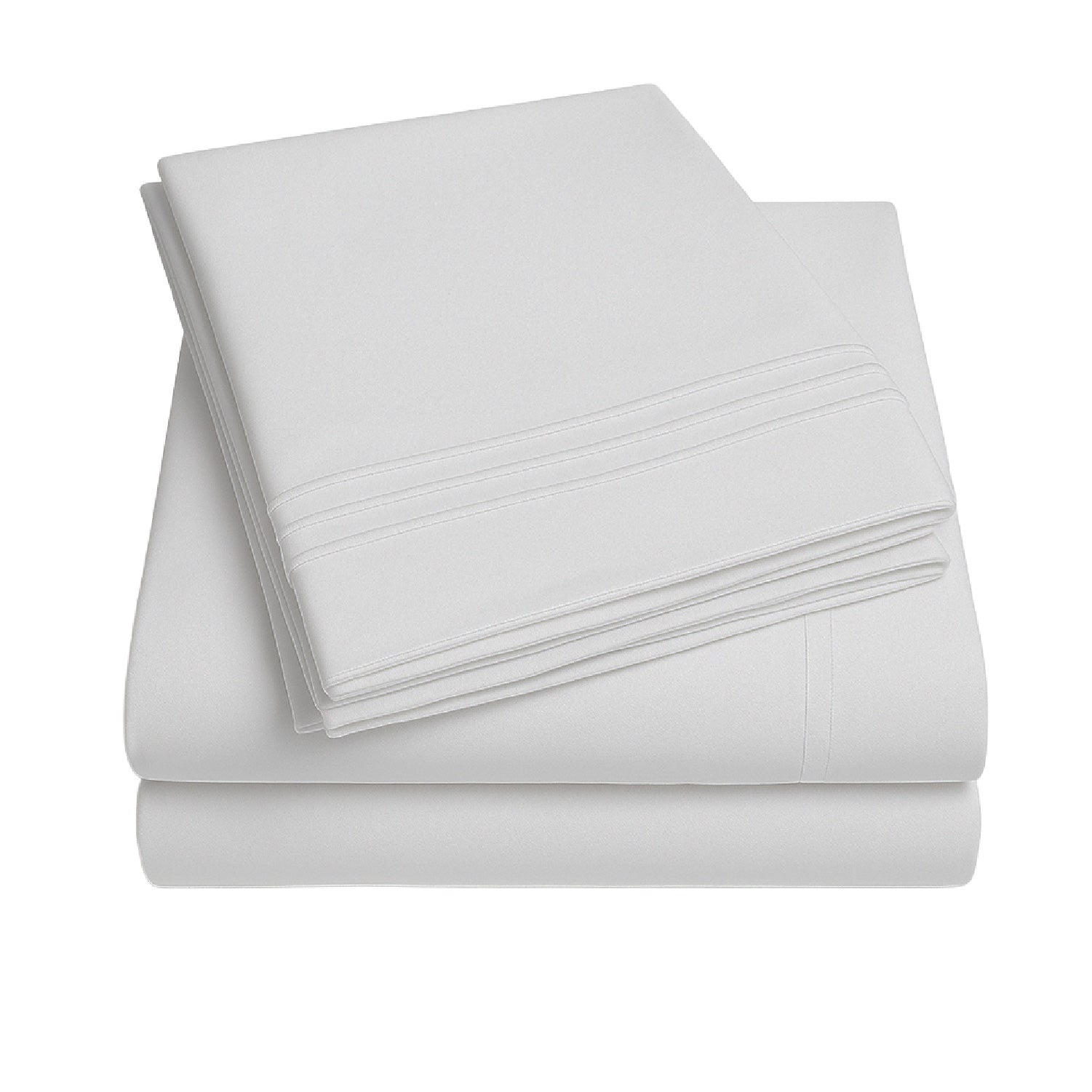 Juego De Sábanas Blanco 1800 Hilos Ultra Suave 2 Plazas Vincenzi