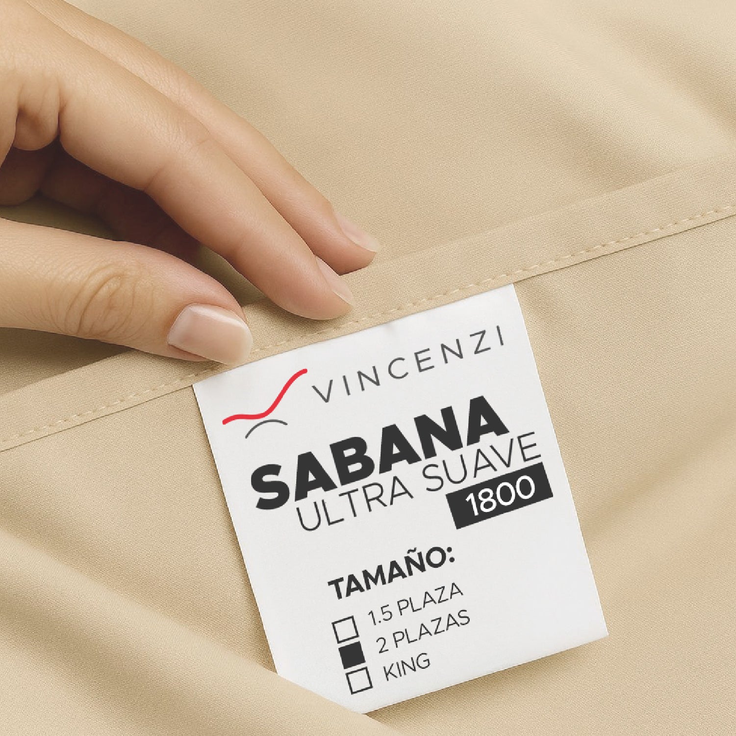 Juego de Sábana Beige 1800 Hilos Ultra Suave 2 plazas Vincenzi