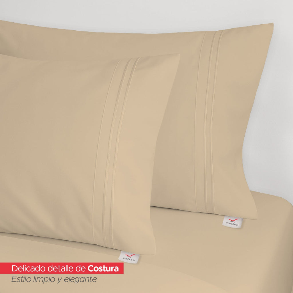 Juego de Sábana Beige 1800 Hilos Ultra Suave 2 plazas Vincenzi