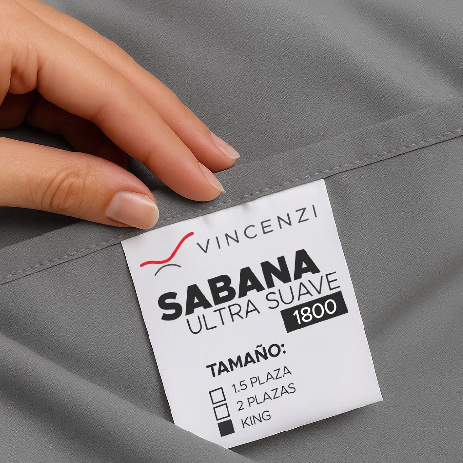 Juego de Sábana Gris 1800 hilos Ultra suave plz King Vincenzi