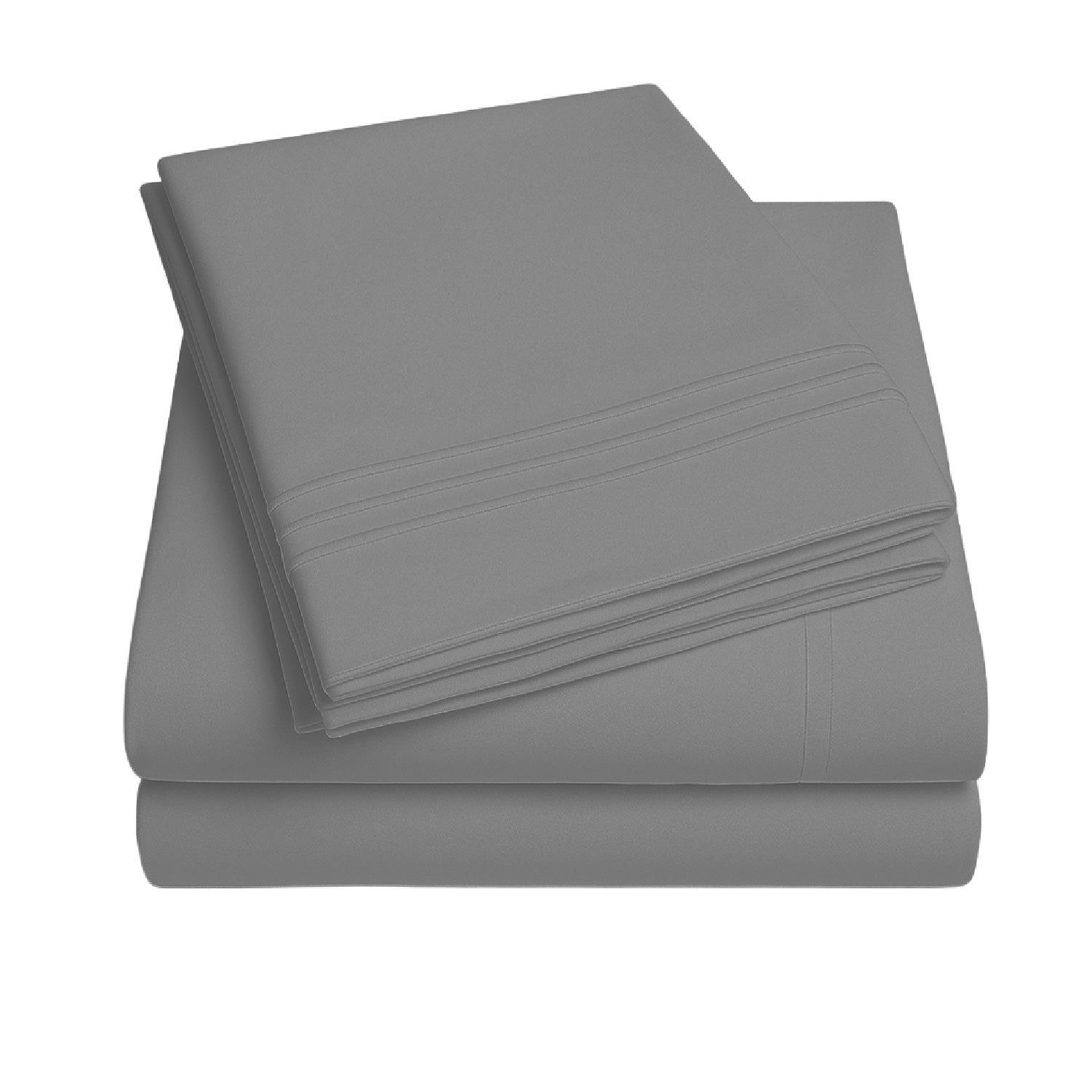 Juego De Sábanas Gris 1800 Hilos Ultra Suave 2 Plazas Vincenzi