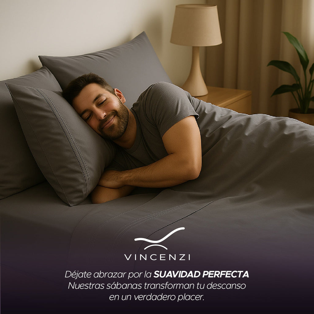 Juego de Sábana Gris 1800 hilos Ultra suave plz King Vincenzi