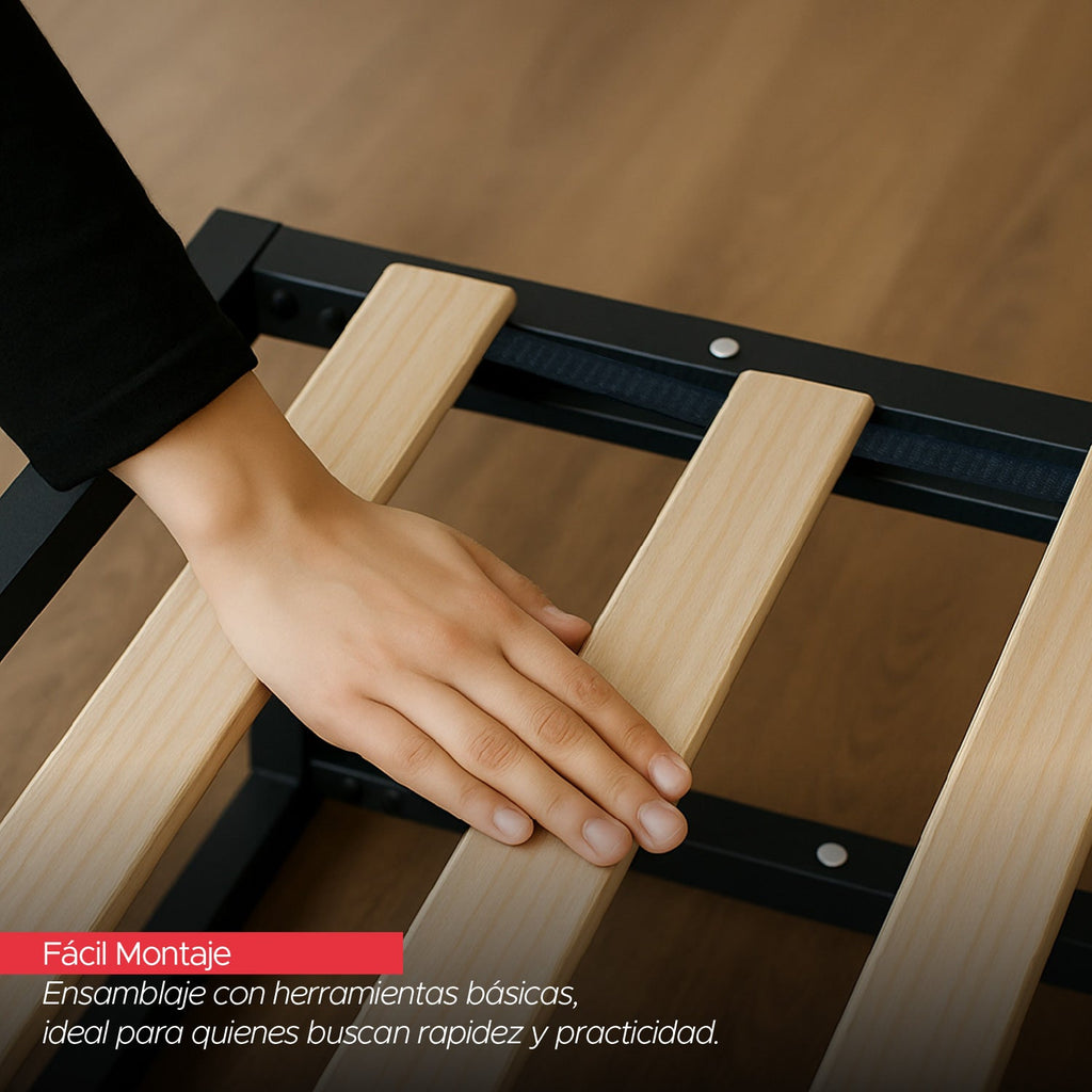 Base para cama Europea Acero y Madera 90X190 cm 1 Pza Vincenzi
