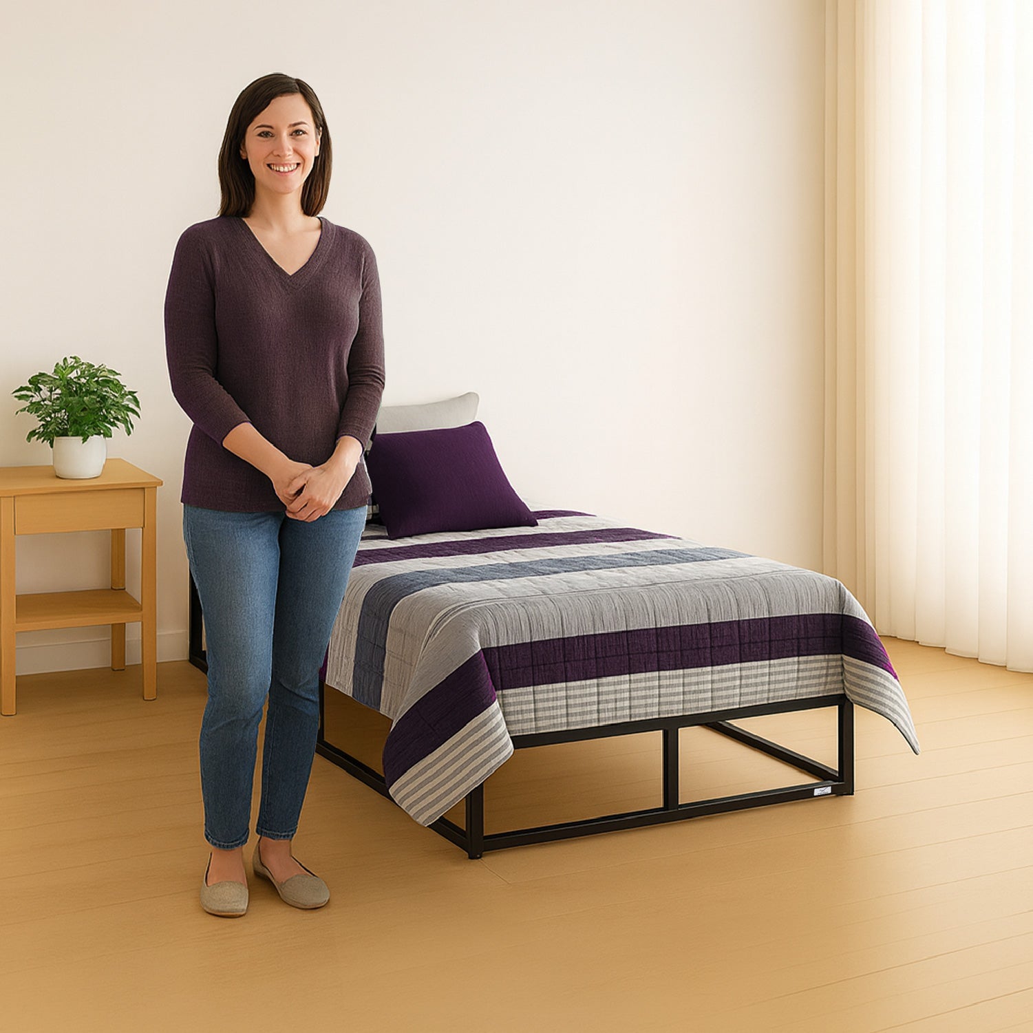 Base para cama Europea Acero y Madera 90X190 cm 1 Pza Vincenzi