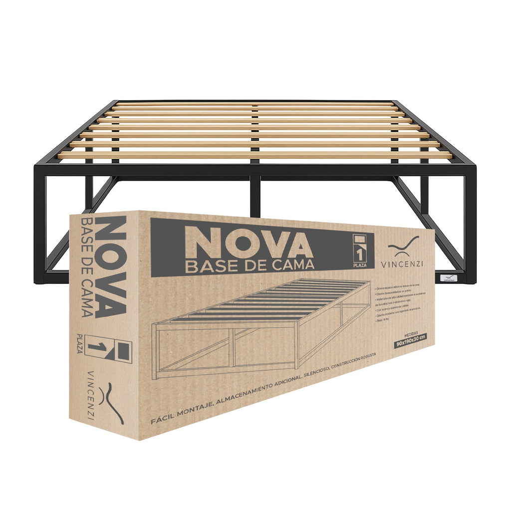 Base para cama Europea Acero y Madera 90X190 cm 1 Pza Vincenzi