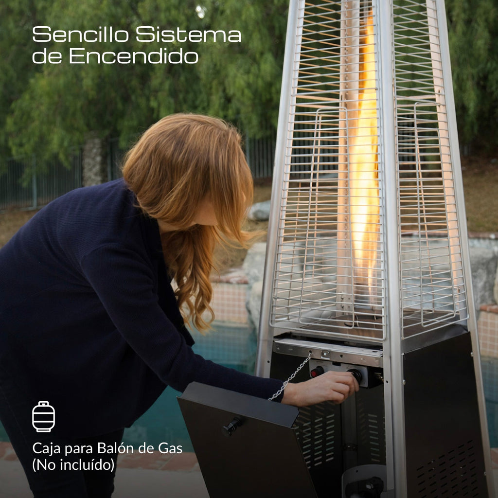 Estufa De Patio Tipo Pirámide A Gas 14kw Negro Bfresh