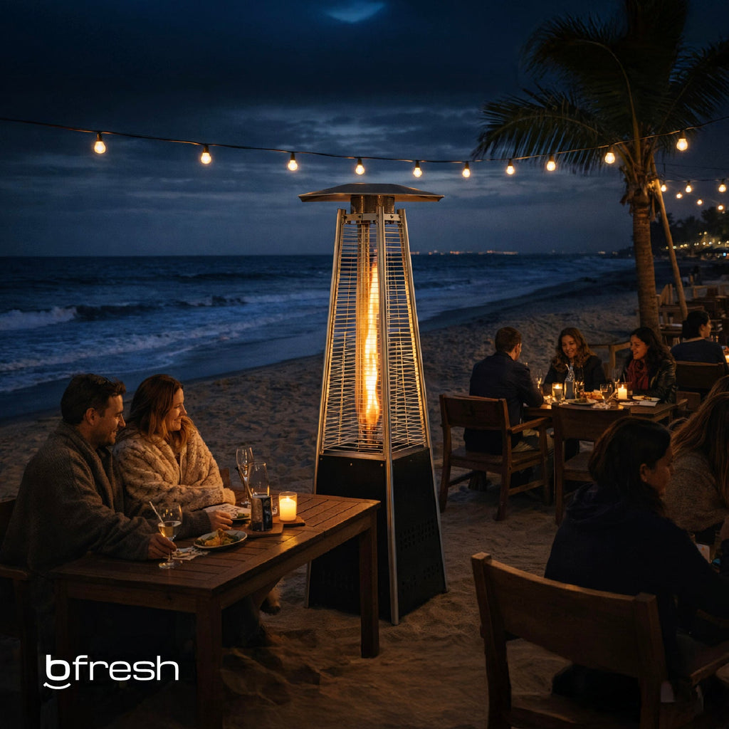 Estufa De Patio Tipo Pirámide A Gas 14kw Negro Bfresh