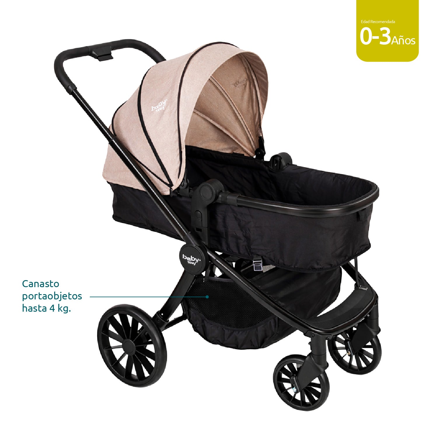 Coche Bebé 3 en 1 Baby Way Negro Plegable con Silla de Auto