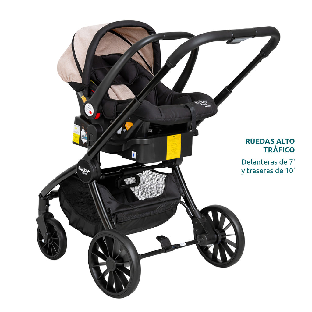Coche Bebé 3 en 1 Baby Way Negro Plegable con Silla de Auto