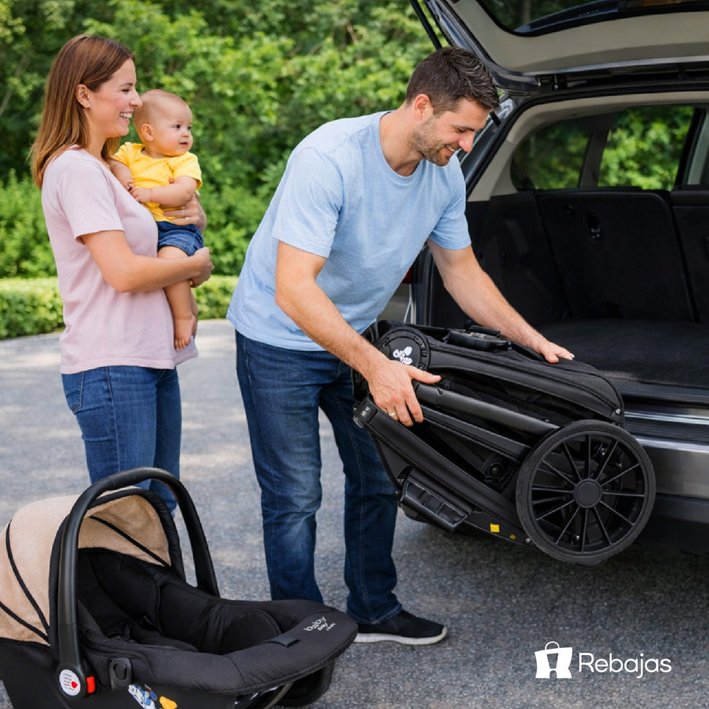 Coche Bebé 3 en 1 Baby Way Negro Plegable con Silla de Auto