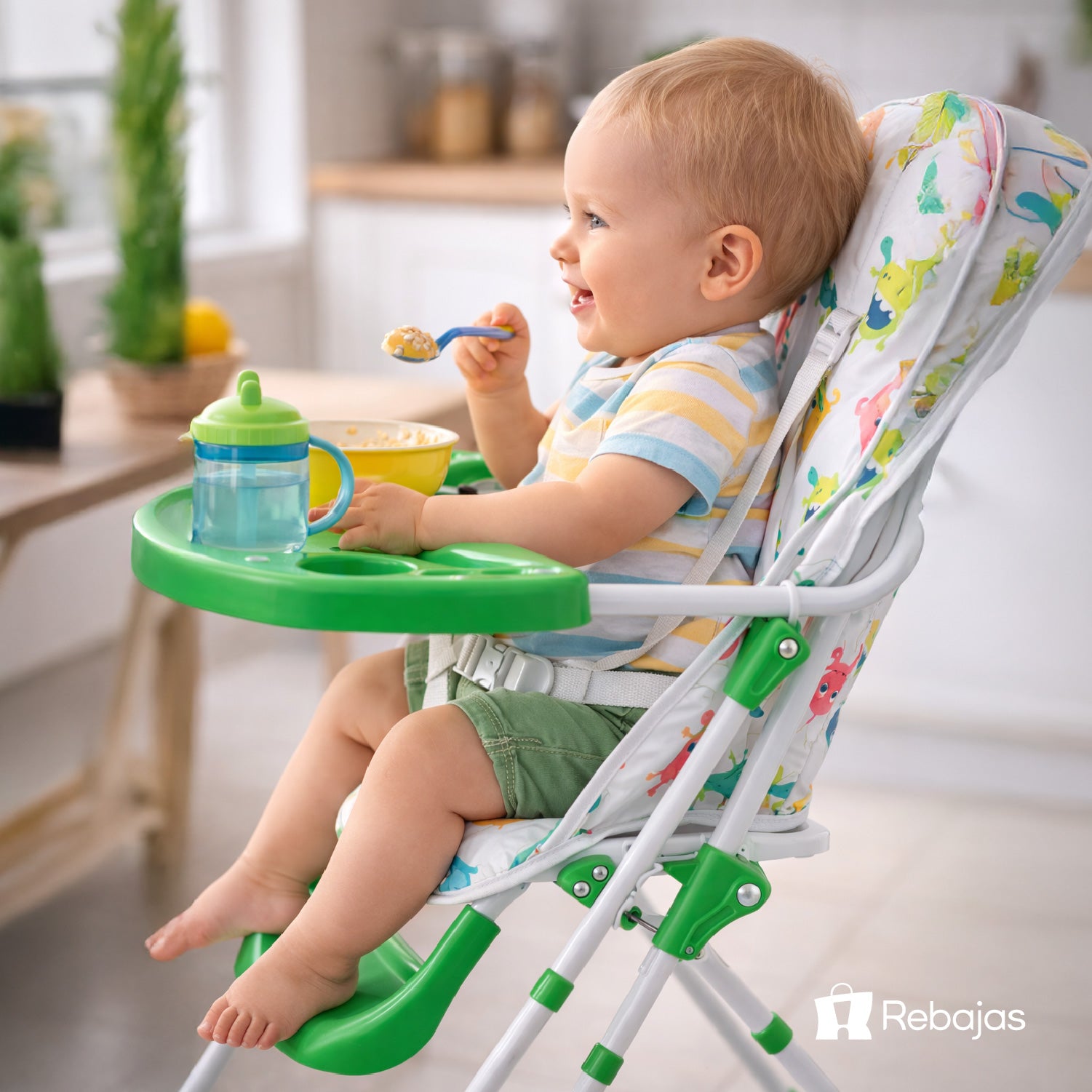 Silla de Comer Baby Way Plegable Segura Fácil Limpieza