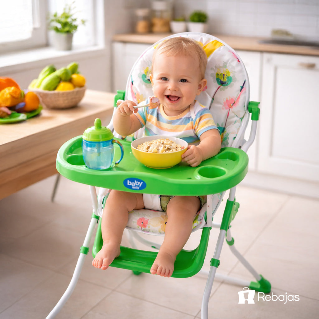 Silla de Comer Baby Way Plegable Segura Fácil Limpieza
