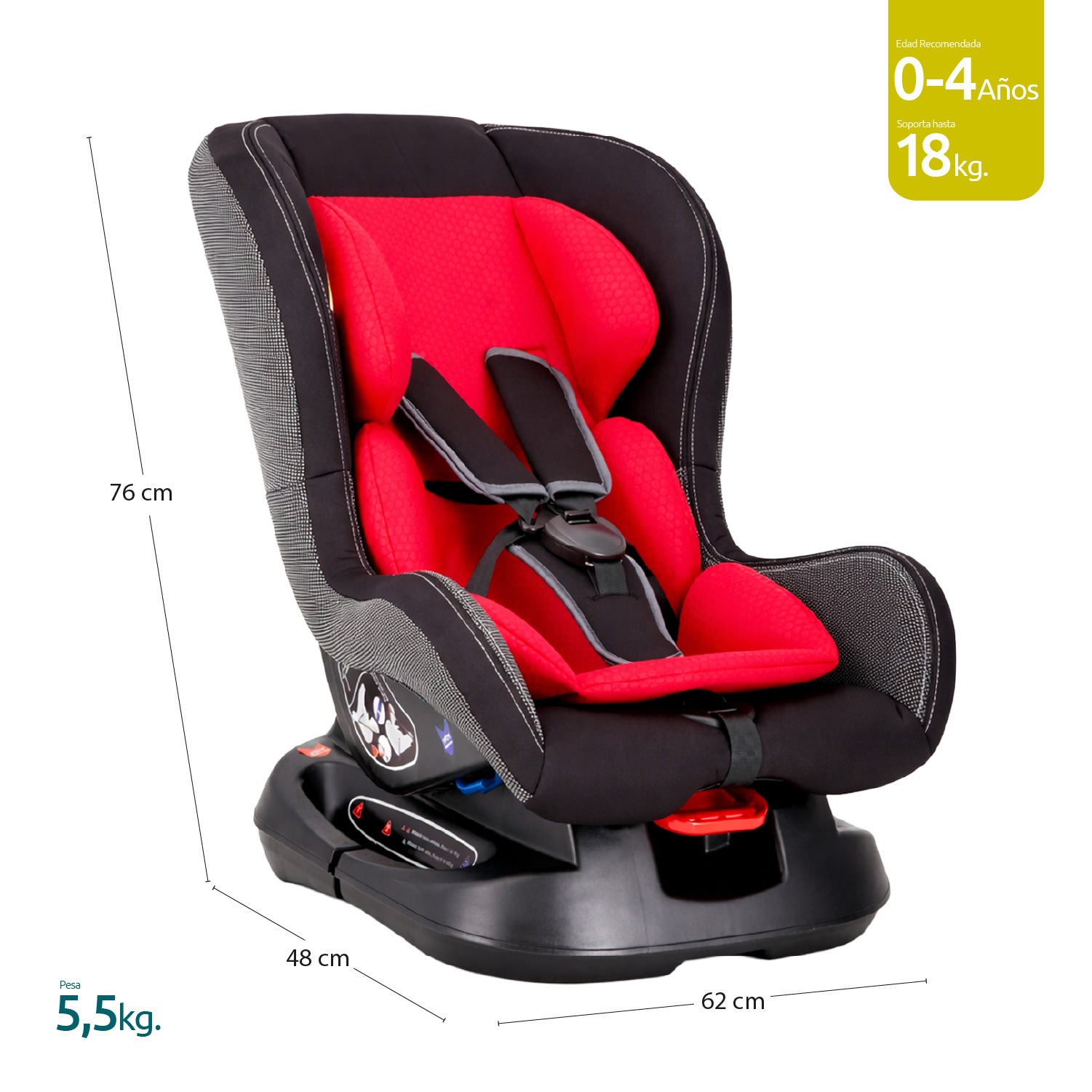 Butaca Auto Baby Way Reclinable 5 Puntas Cómoda y Segura