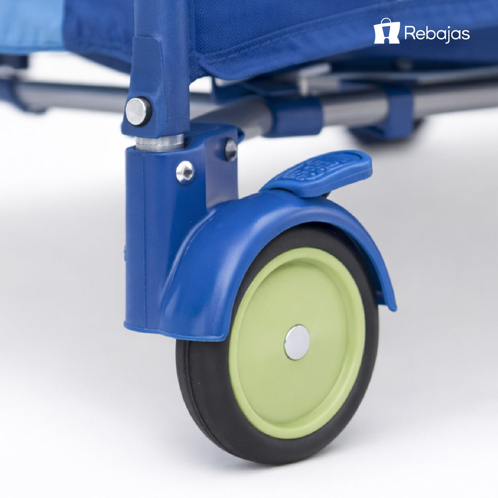 Cuna Pack and Play Baby Way Azul 2 Niveles Plegable con Mudador y Arco de Juegos