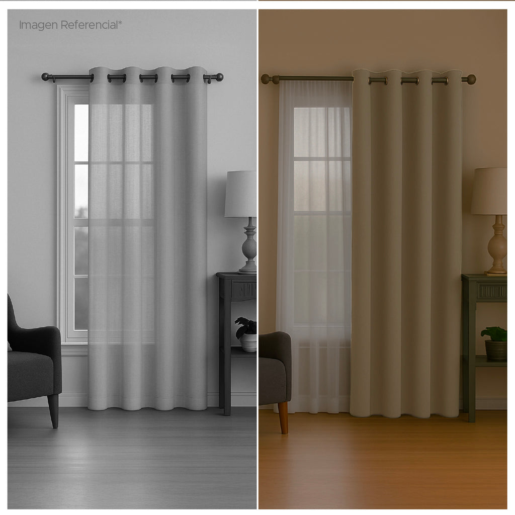 Cortina de Tela Blackout Beige + Velo Vincenzi 140x220