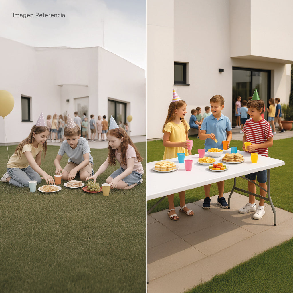 Mesa Plegable Tipo Maleta Blanca 180x72x72 cm Vincenzi