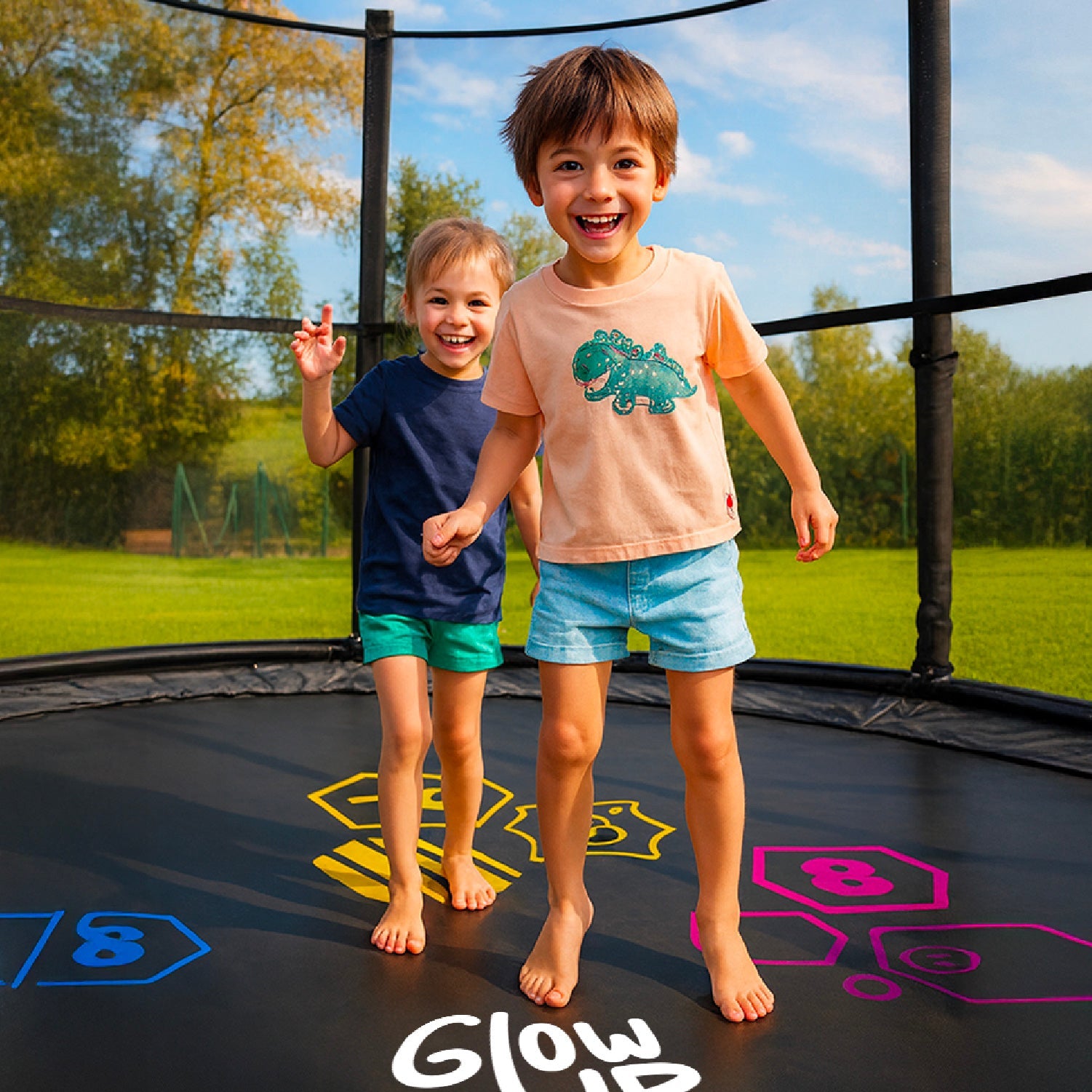 Cama Elástica 10ft 3.05 mts GlowUp Malla y Escalera Limited Edition