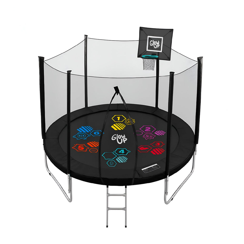 Cama Elástica 8ft 2.44 mts GlowUp Malla Escalera y Juegos Limited Edition