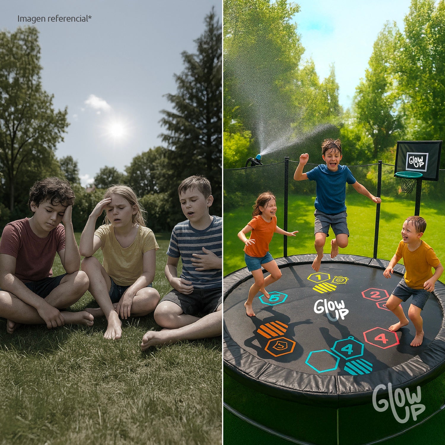 Cama Elástica 8ft 2.44 mts GlowUp Malla Escalera y Juegos Limited Edition