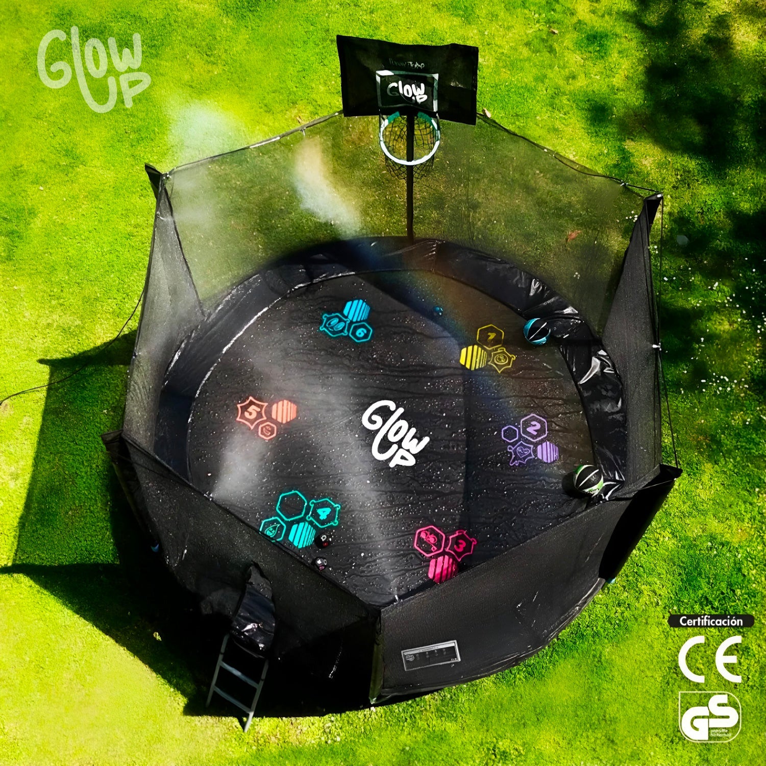 Cama Elástica 8ft 2.44 mts GlowUp Malla Escalera y Juegos Limited Edition