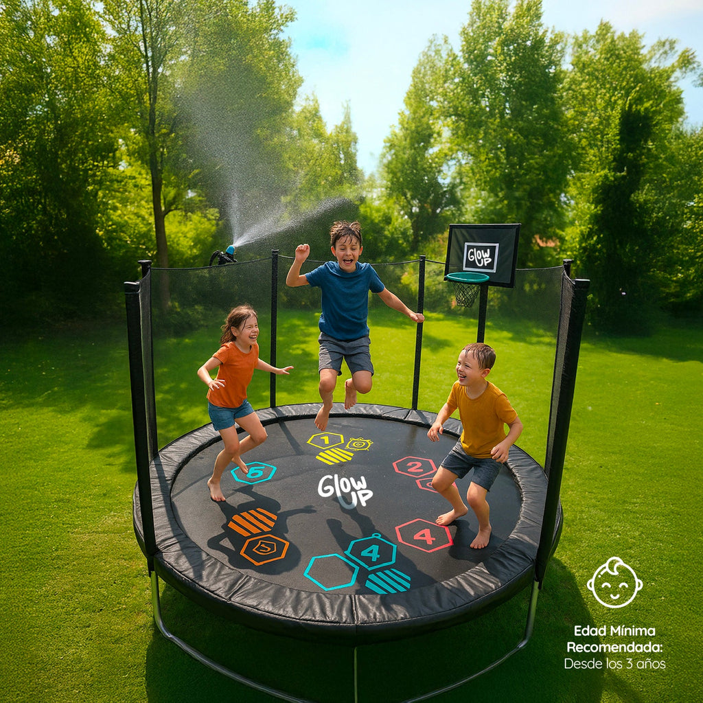 Cama Elástica 8ft 2.44 mts GlowUp Malla Escalera y Juegos Limited Edition