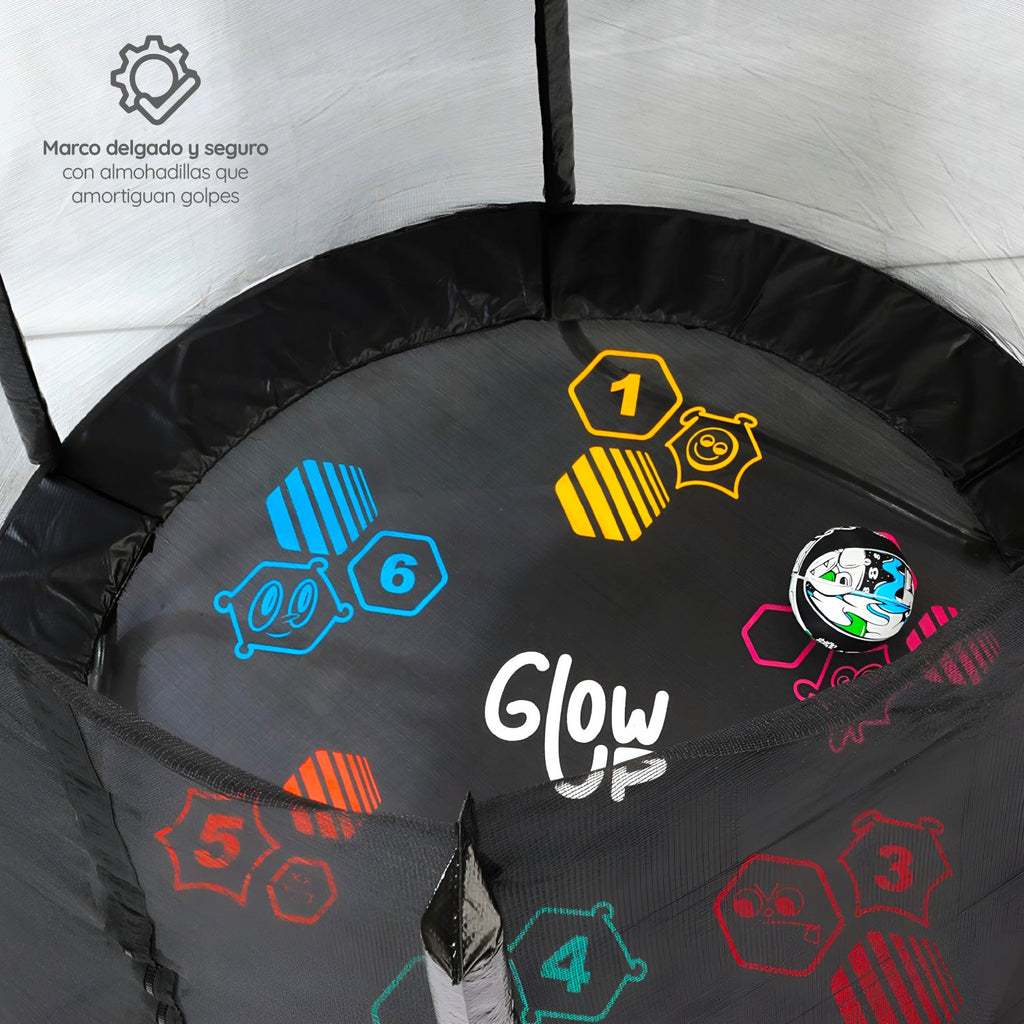 Cama Elástica 8ft 2.44 mts GlowUp Malla Escalera y Juegos Limited Edition