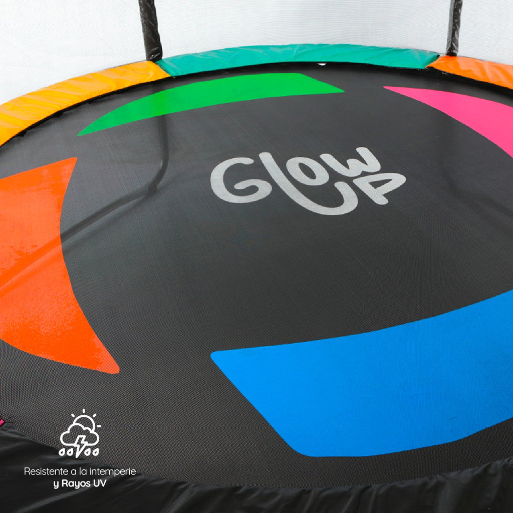 Cama Elástica Glowup 2,44 mt 8ft GlowUp Con Malla y Escalera Edición Exclusiva P