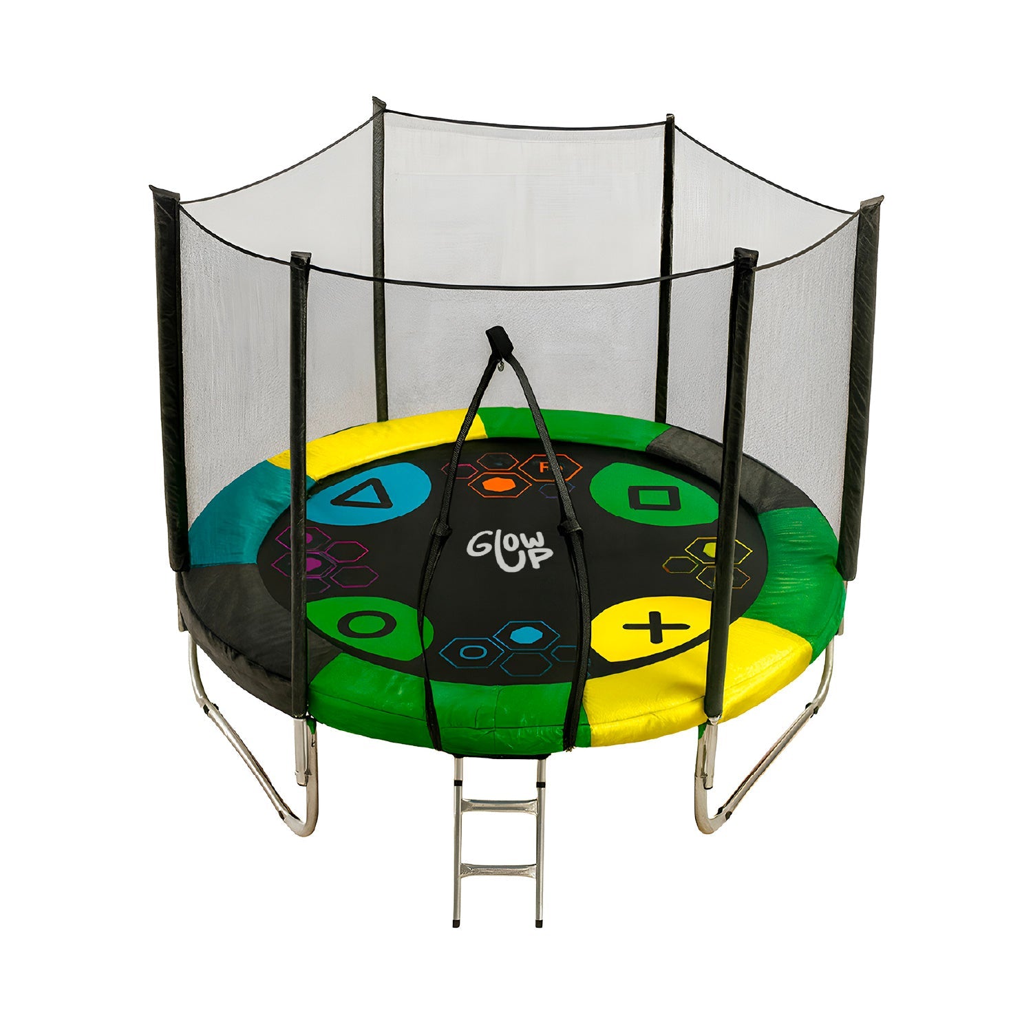 Cama Elástica 2,44 mts 8ft Glowup Malla de seguridad y escalera Edición Exclusiva F