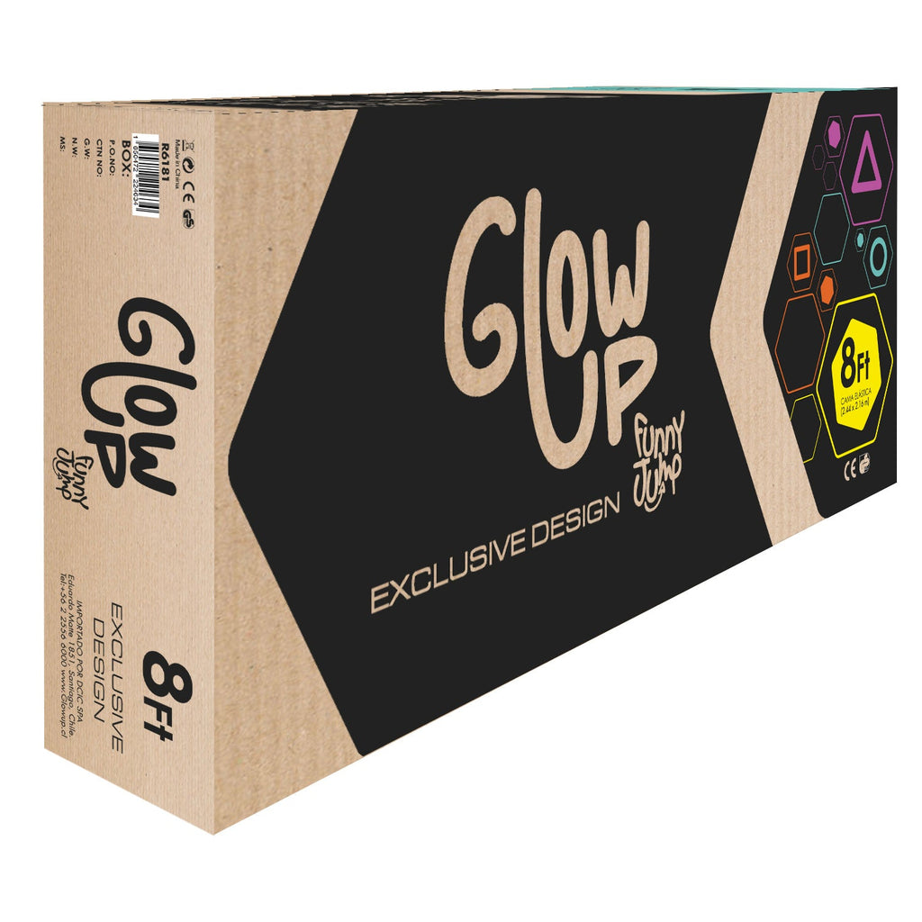 Cama Elástica 2,44 mts 8ft Glowup Malla de seguridad y escalera Edición Exclusiva F