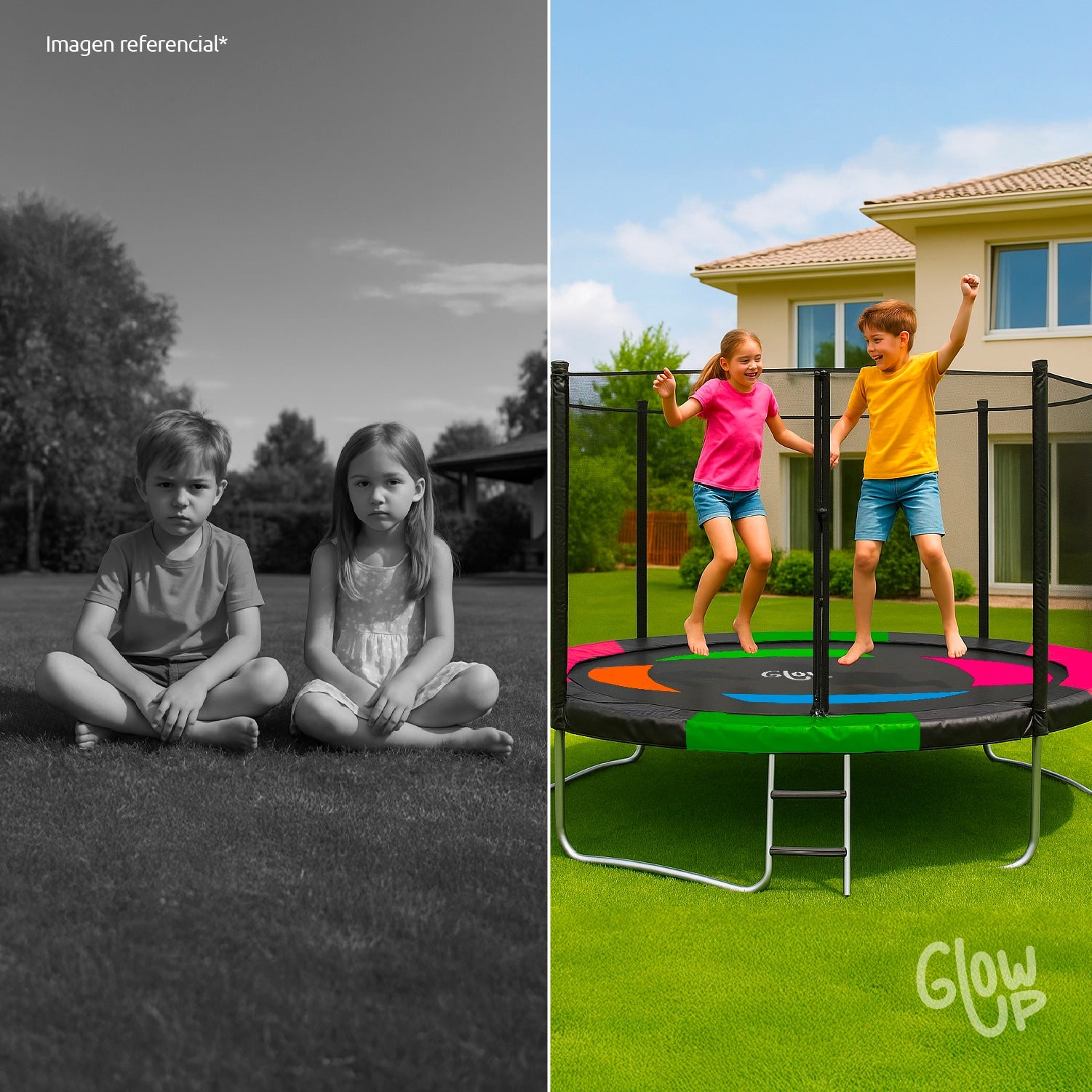 Cama Elástica 3,05 mts 10ft GlowUp Malla y Escalera Edición Exclusiva P