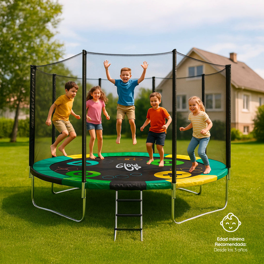 Cama Elástica 3,05 mt 10ft Glowup Malla y Escalera Edición Exclusiva F