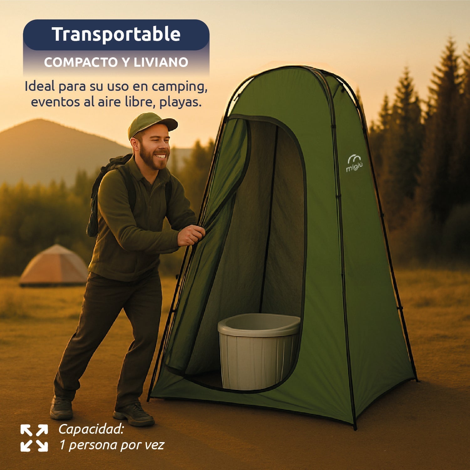 Carpa Probador y Baño Químico Portátil con Ducha Solar para Camping