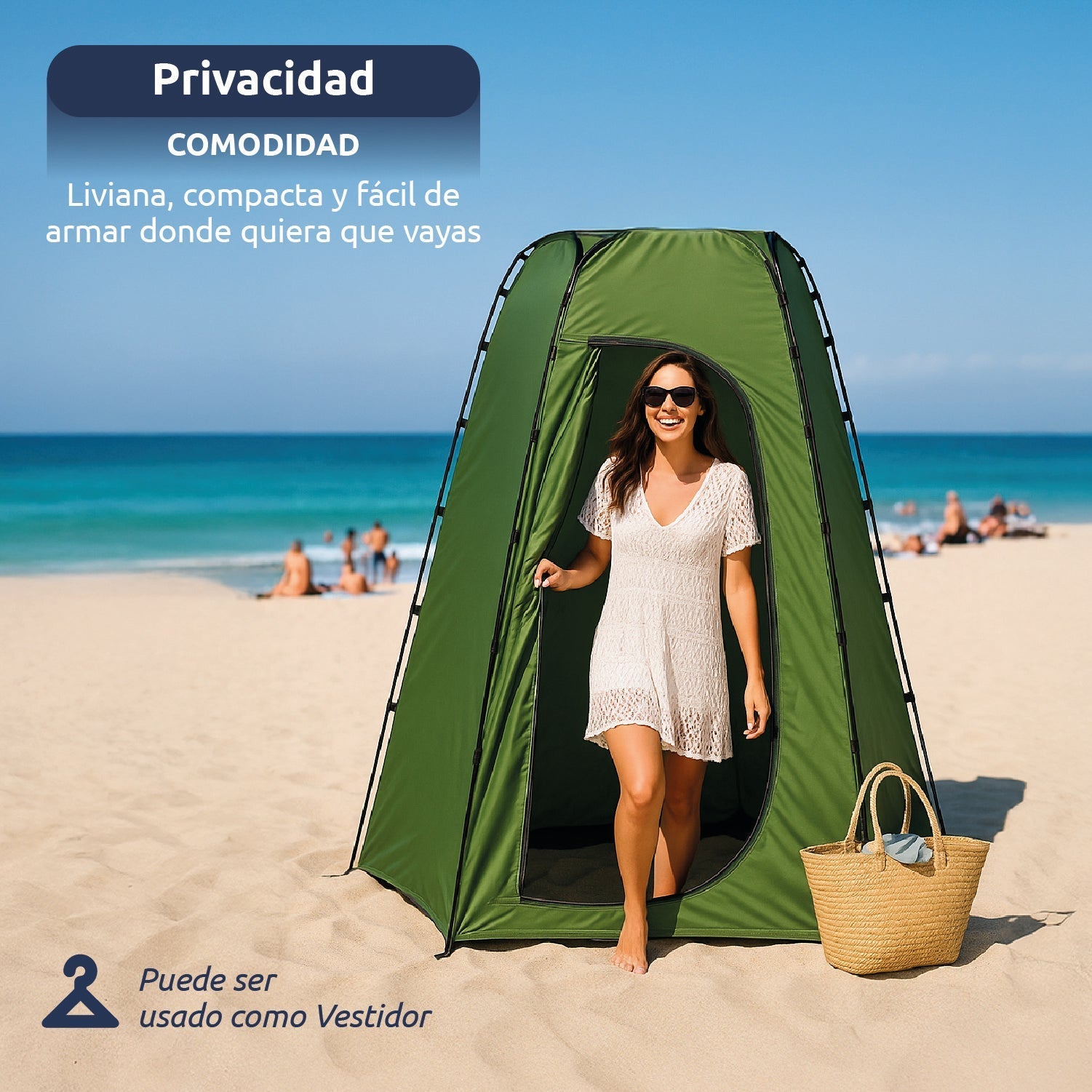 Carpa Probador y Baño Químico Portátil con Ducha Solar para Camping